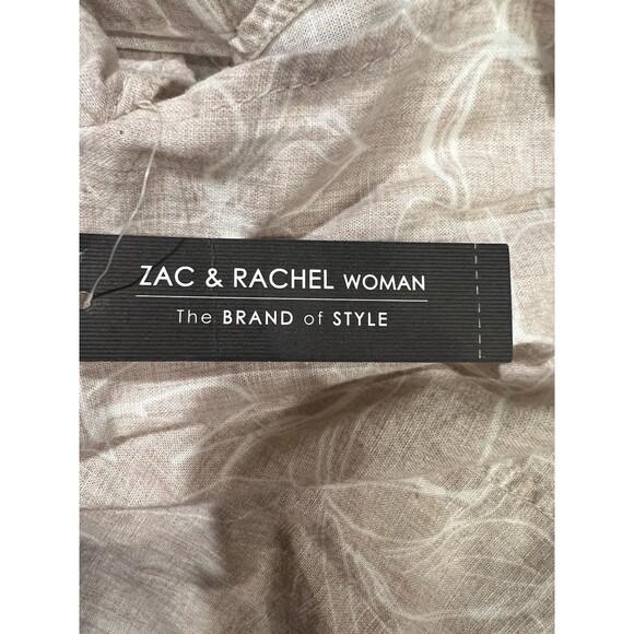 NWT ZAC & RACHEL Women Plus Size Split Neck Short Sleeve Linen Blend Blouse 3X - Picture 5 of 9